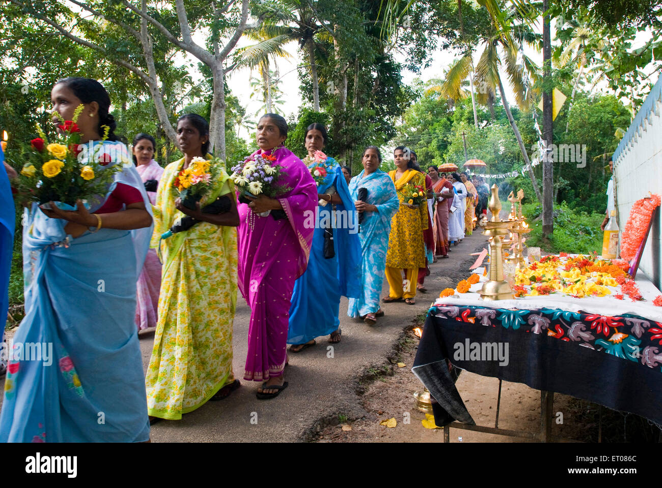 Célébration de la fête du Rosaire dans l'église Sainte Marie Estd1463 dédiée à Notre-Dame ; Vechoor Muthiamma Vechoor populairement au Kerala ; Banque D'Images