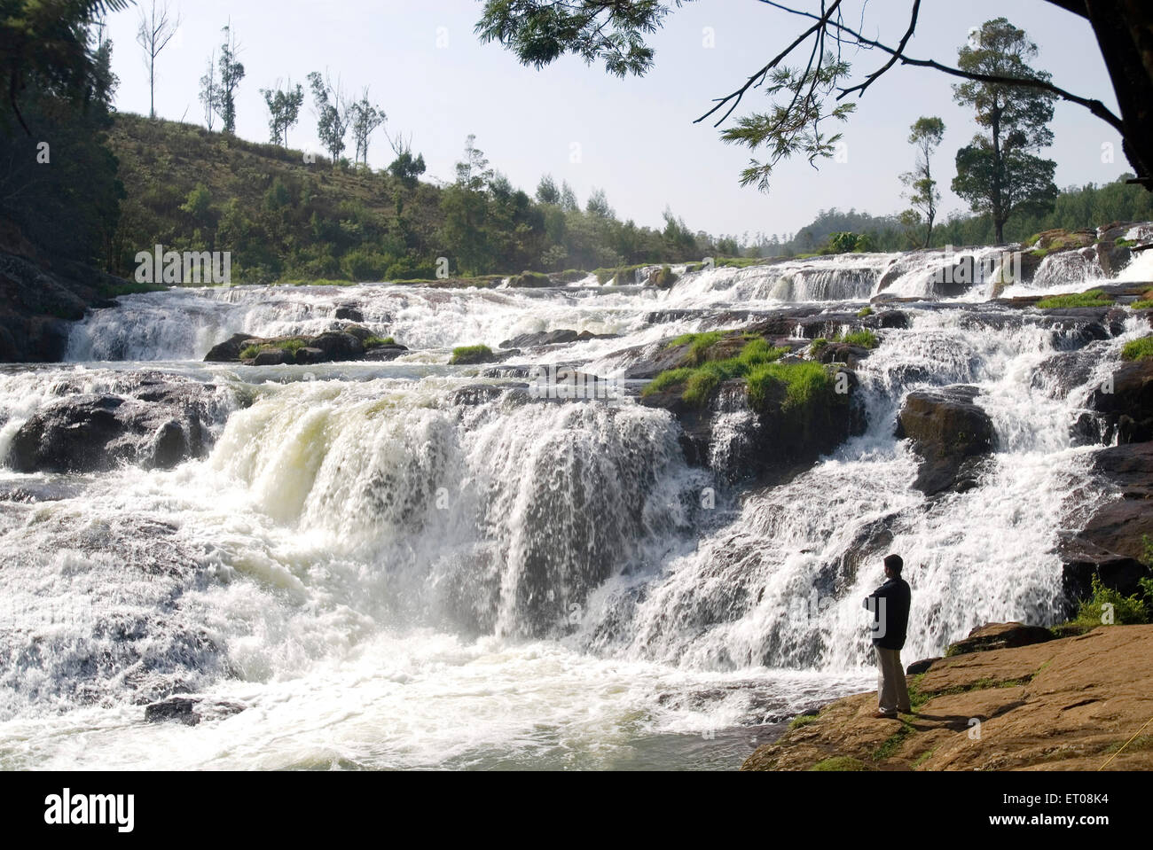 Sur la chute d'Pykara Pykara Nilgiris district ; rivière ; Tamil Nadu Inde ; Banque D'Images