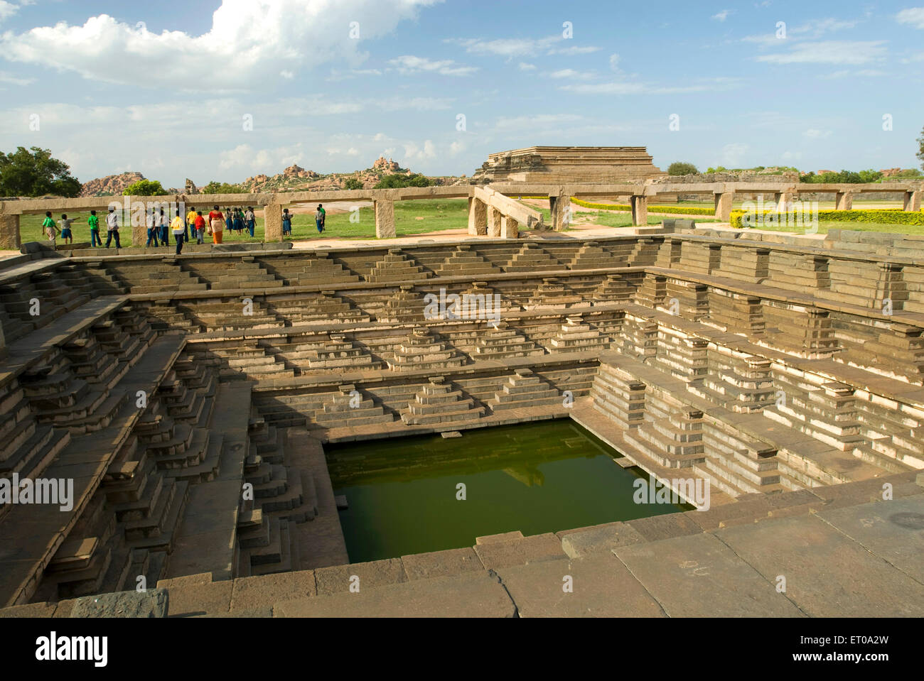 Pushkarani, puits, réservoir d'eau à gradins, Hampi, Karnataka, Inde, Asie Banque D'Images