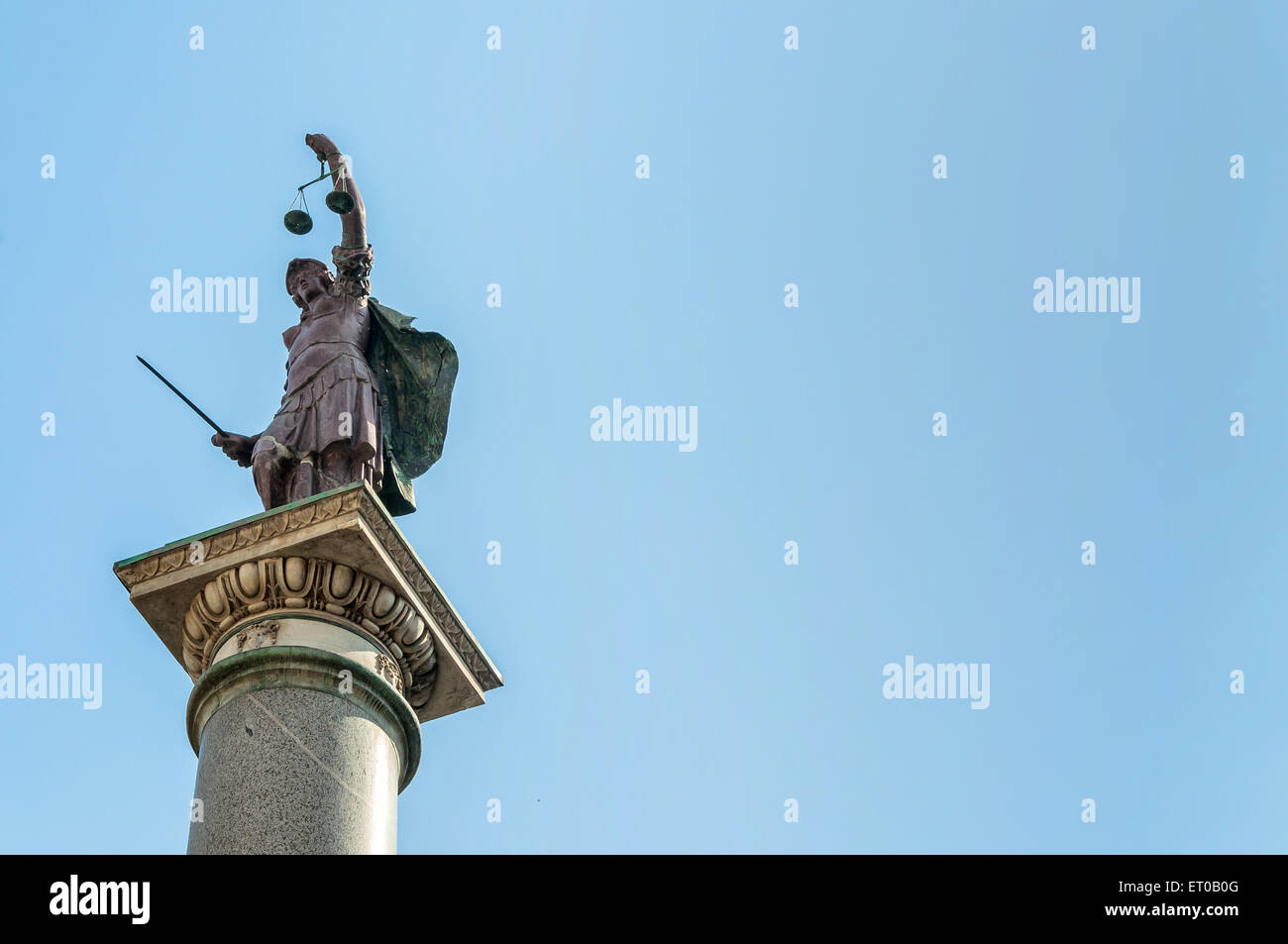 Colonne romaine antique avec le juge statue à Florence, Italie Banque D'Images