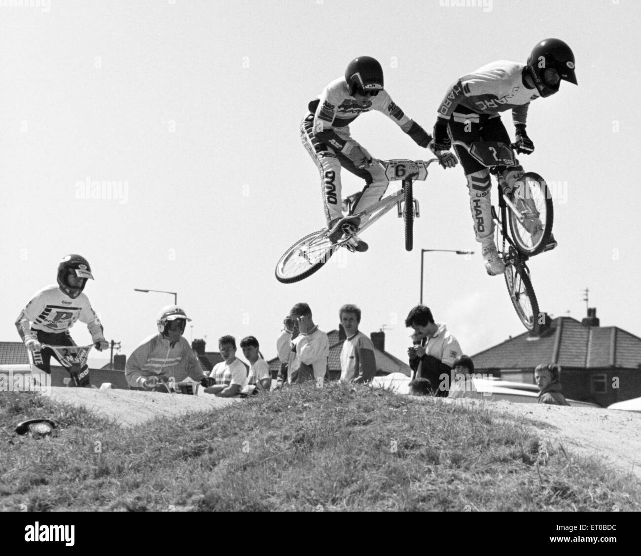 Championnats Zone BMX sur la piste de BMX à Redcar Hippodrome, 20 mai 1988. Banque D'Images