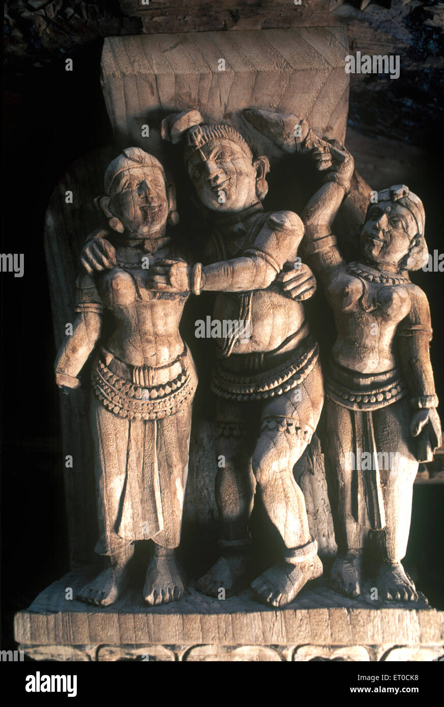 Nayak king love des statues en bois de vieux temple char à Madurai Tamil Nadu ; Inde ; Banque D'Images