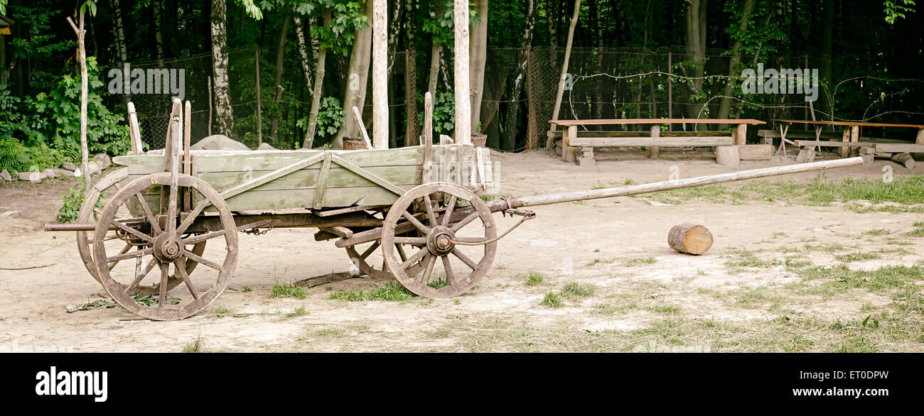 chariot en bois ancienne Banque D'Images