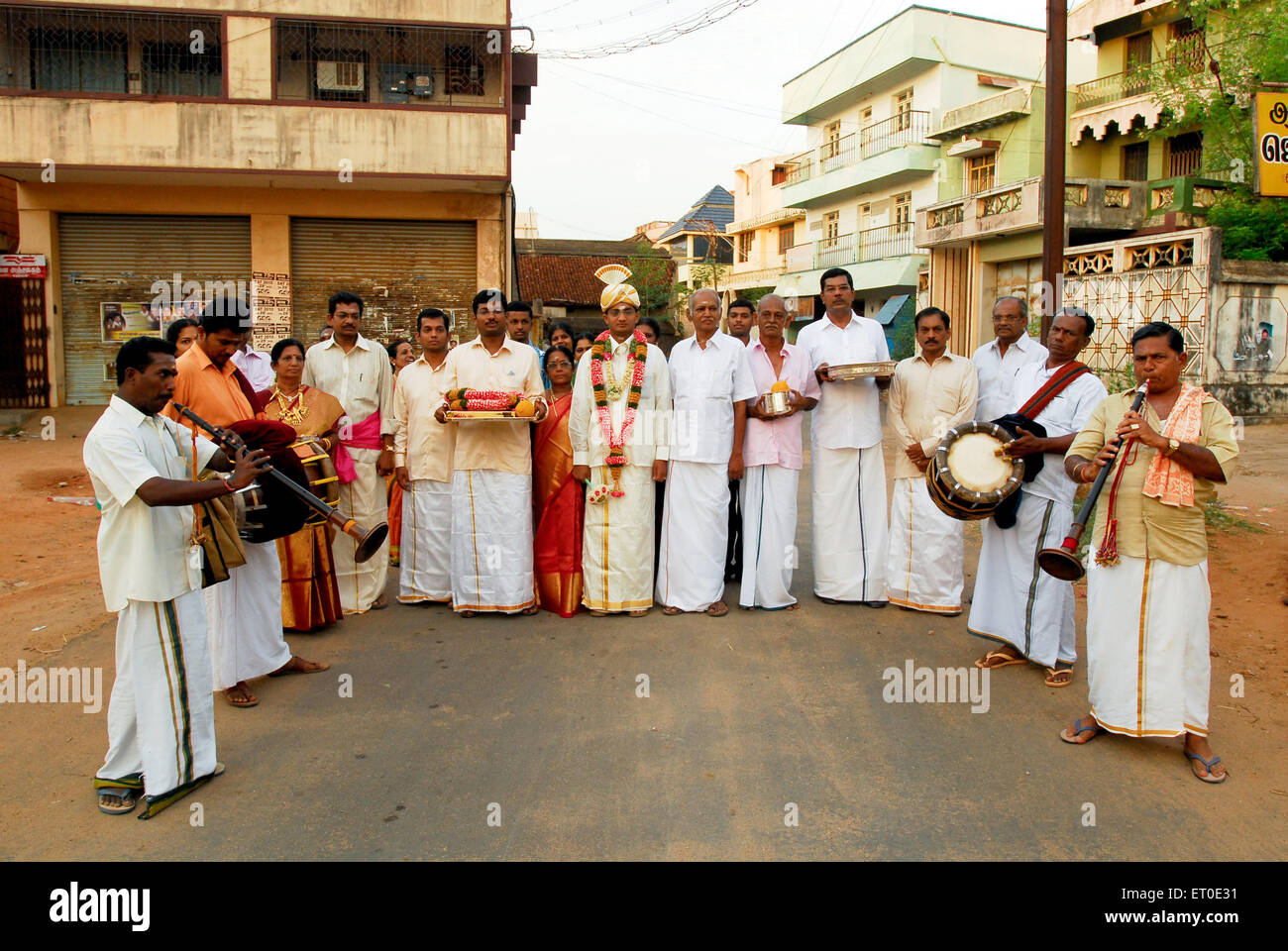 Cortège d'honneur, Nattukotai Chettiar, Nagarahar, Chettinad, Chettinadu, Pudukottai, district de Sivaganga, Tamil Nadu, Inde, Asie Banque D'Images