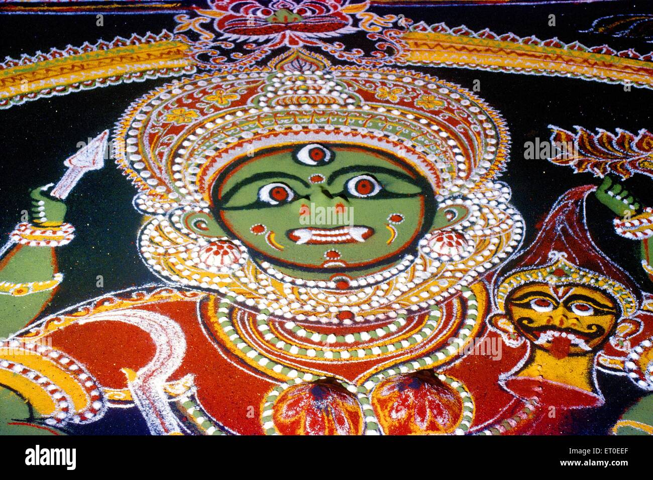 Déesse Rangoli, Thrissur, Trichur, Kerala, Inde, Asie Banque D'Images