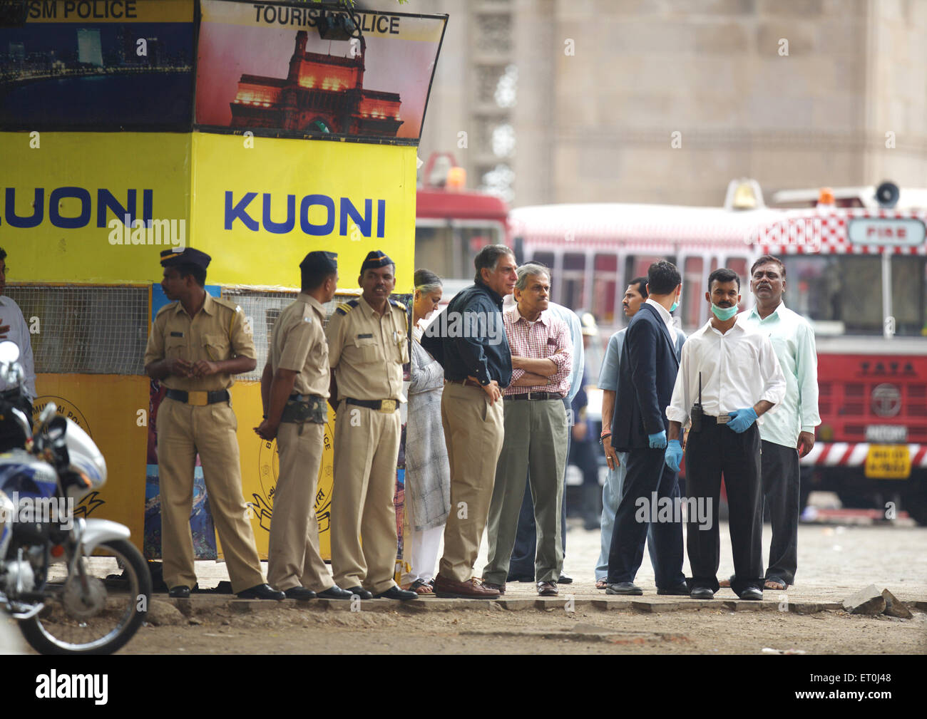 Ratan Tata, Président, Krishna Kumar, PDG, 2008 Mumbai Attack, Attaque terroriste, attaque terroriste, Bombay, Mumbai, Maharashtra, Inde, le 26th novembre 2008 Banque D'Images