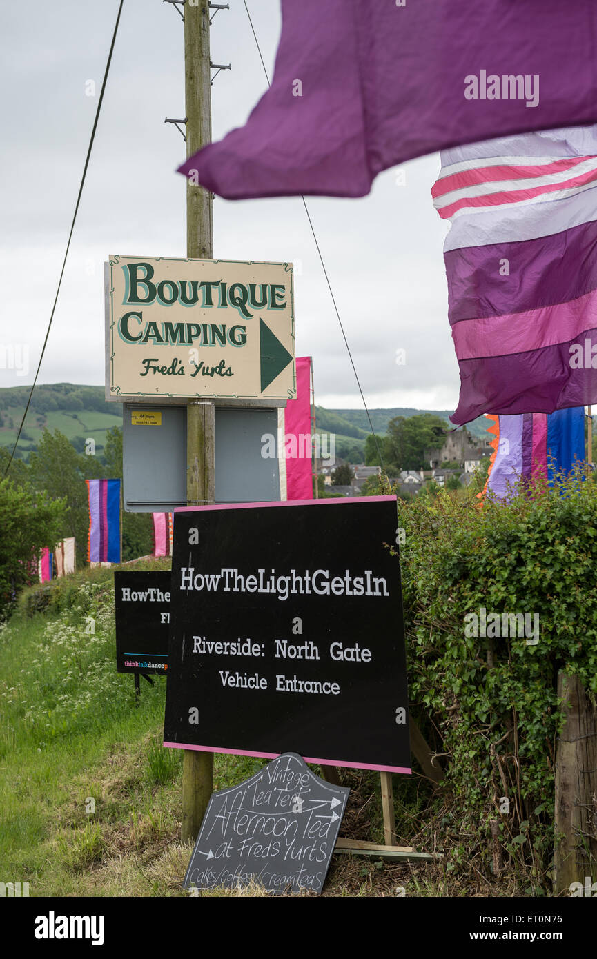 Entrée privée, Howthelightgetsin Riverside Festival, Hay on Wye, Hereford, 2015 Banque D'Images