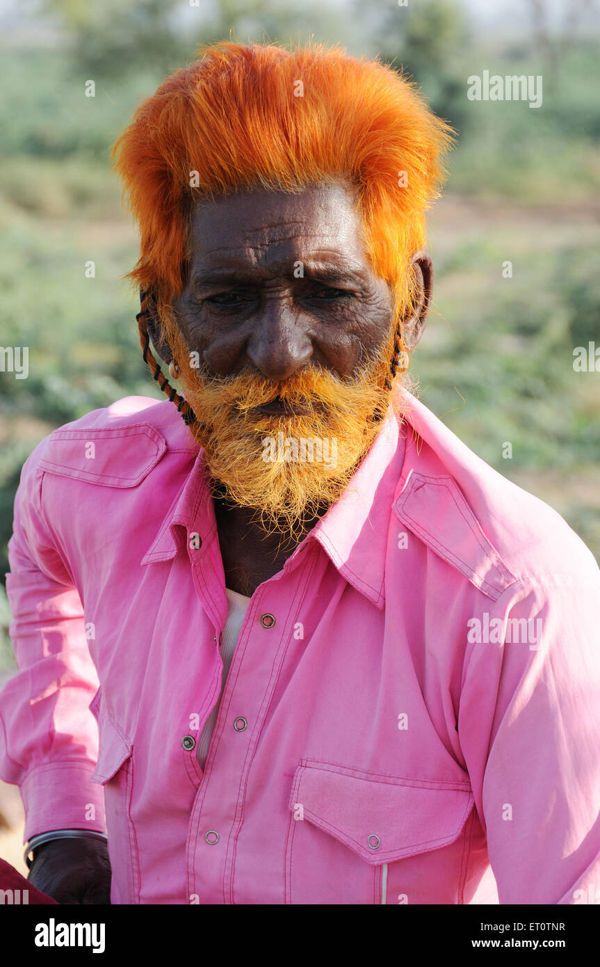 Portrait d'un vieil homme ; Jodhpur Rajasthan ; Inde ; Banque D'Images