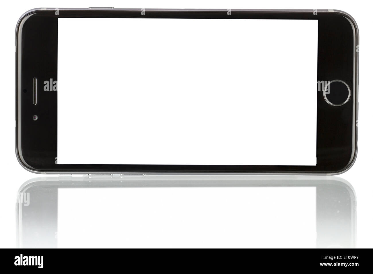 Galati, Roumanie - le 6 novembre 2014 : Espace Apple iPhone 6 gris avec écran vide.Le nouvel iPhone avec écran haute résolution 4.7 Banque D'Images