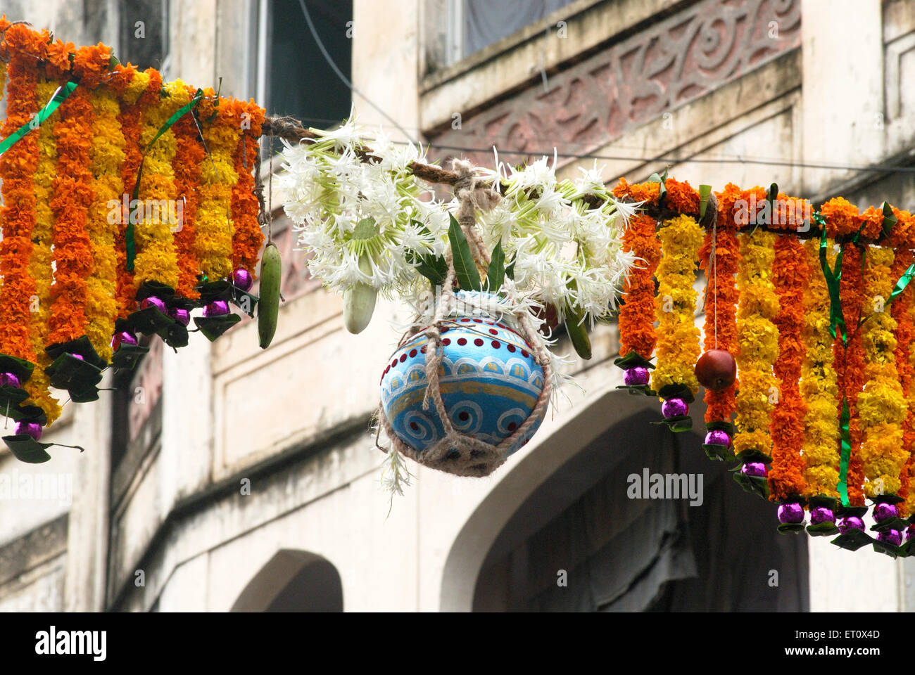 Dahi Hundies ; Janmashtami janmashtmi gokul ashtami govinda ; festival ; Dadar Bombay Mumbai Maharashtra ; Inde ; Banque D'Images