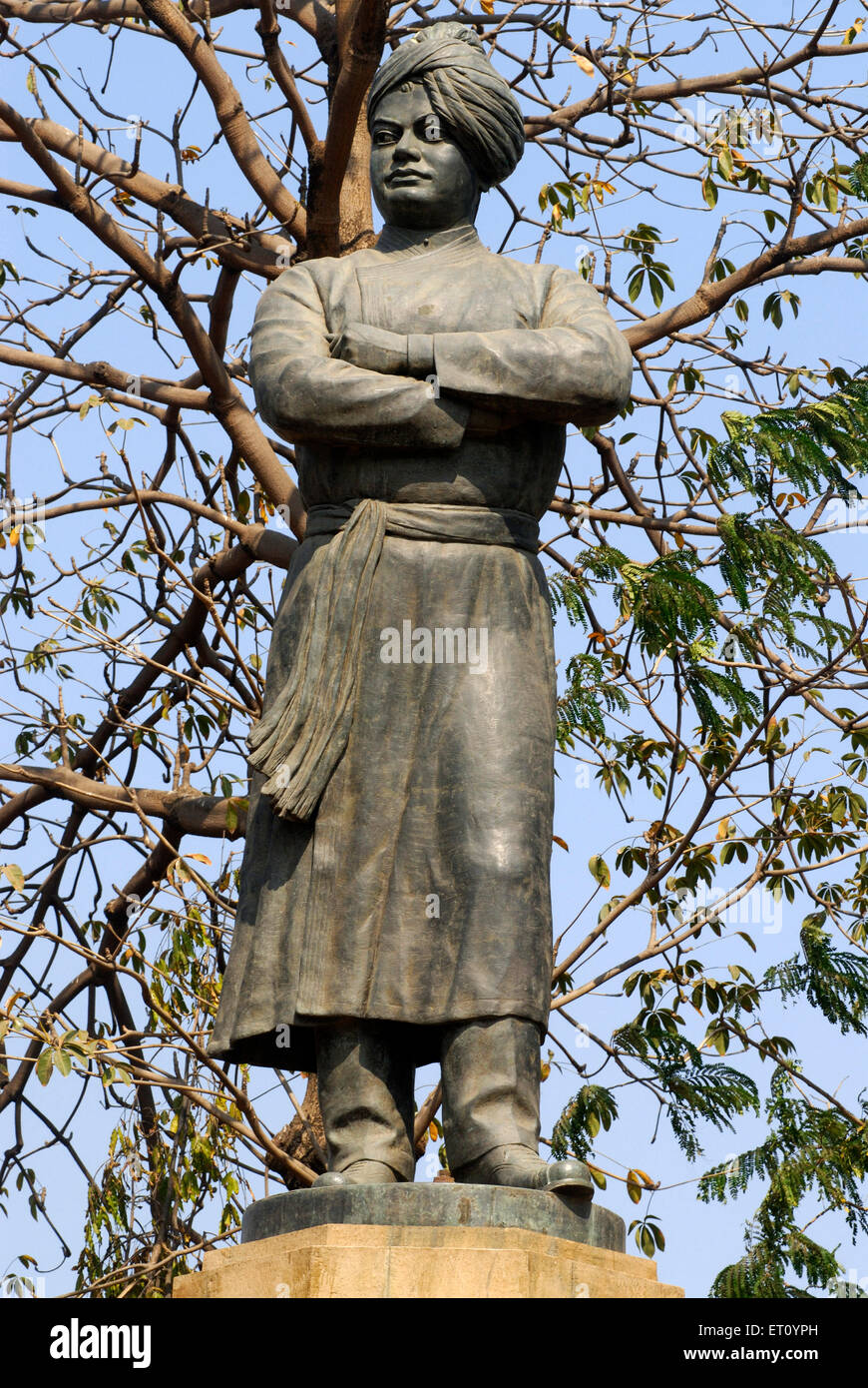 Statue de bronze Swami Vivekananda, Colaba, Apollo Binder, porte de l'Inde, Bombay, Mumbai, Maharashtra, Inde Banque D'Images