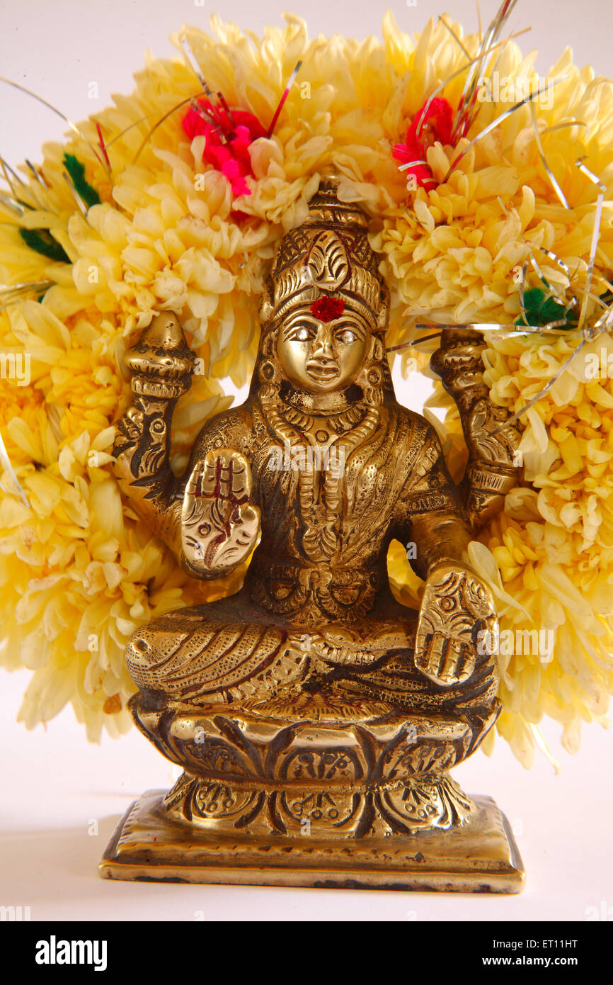 La déesse indienne shree Lakshmi déesse de la bonne fortune ; lustre ; et la richesse ; Inde ; Garland Banque D'Images