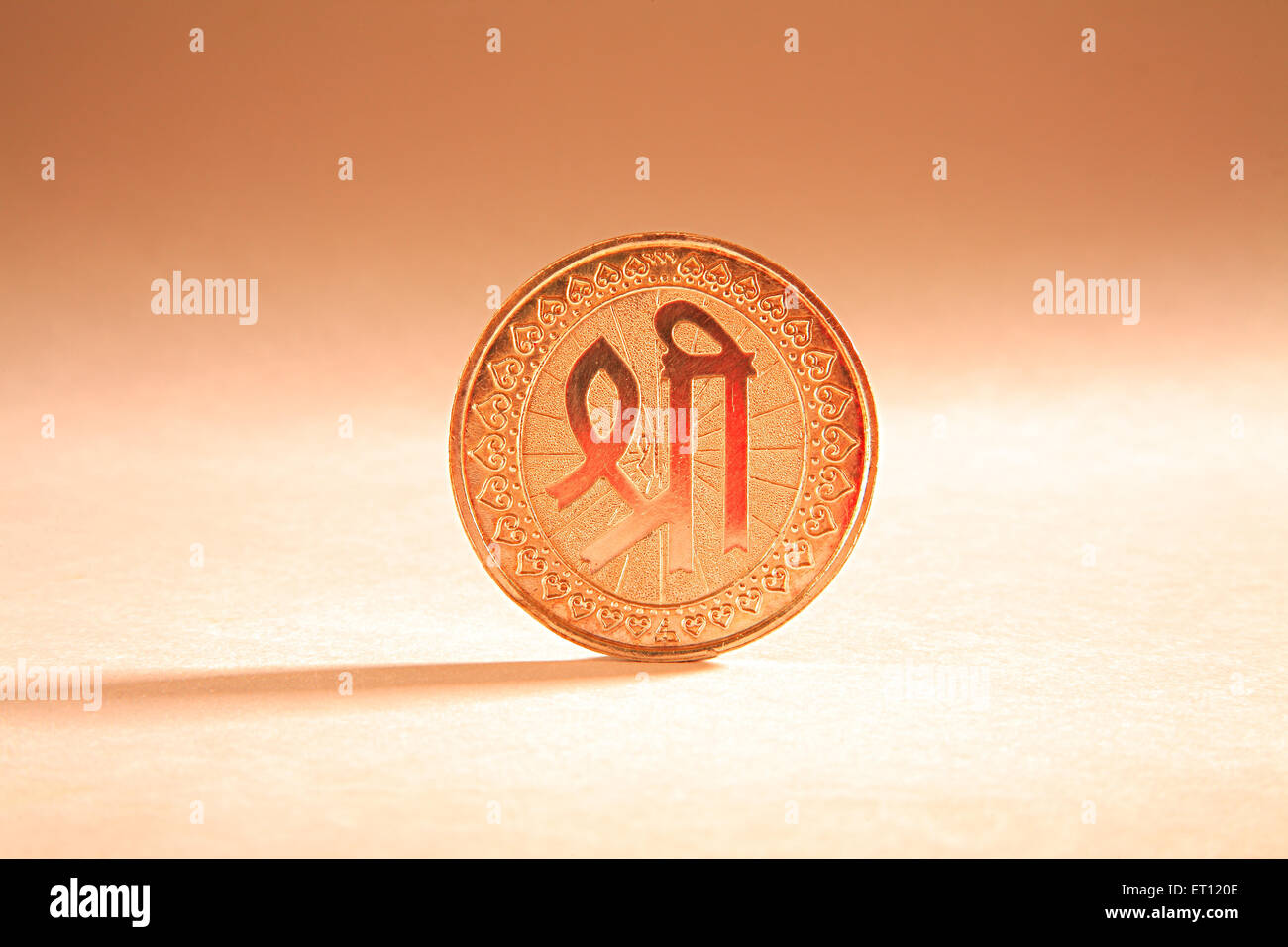 Pièce d'or avec Shri , Shree , Sri , Sree , symbole , Inde Banque D'Images