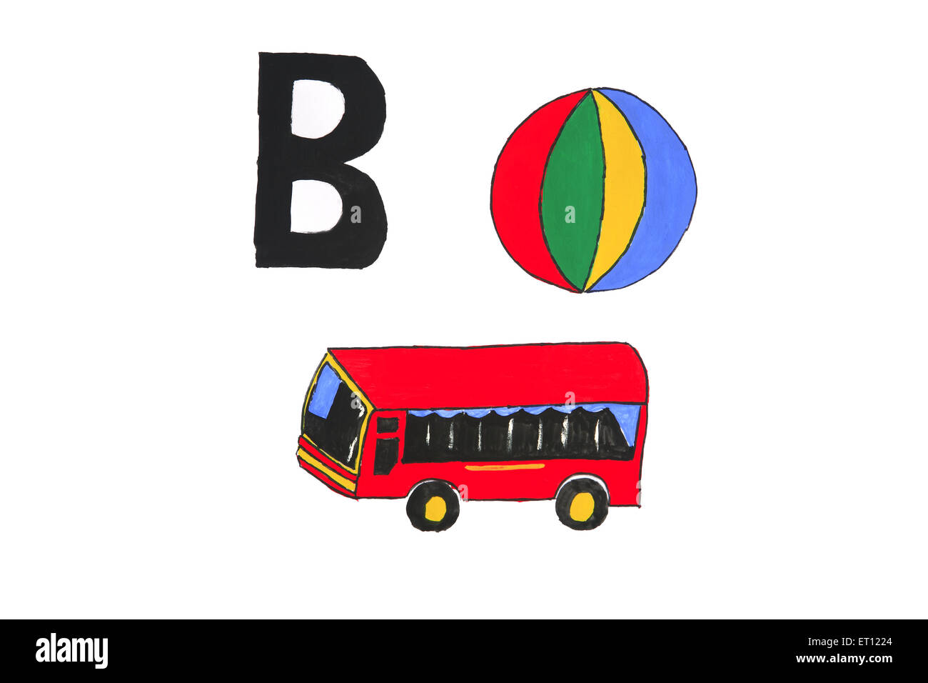 b pour le ballon, b pour le bus Banque D'Images