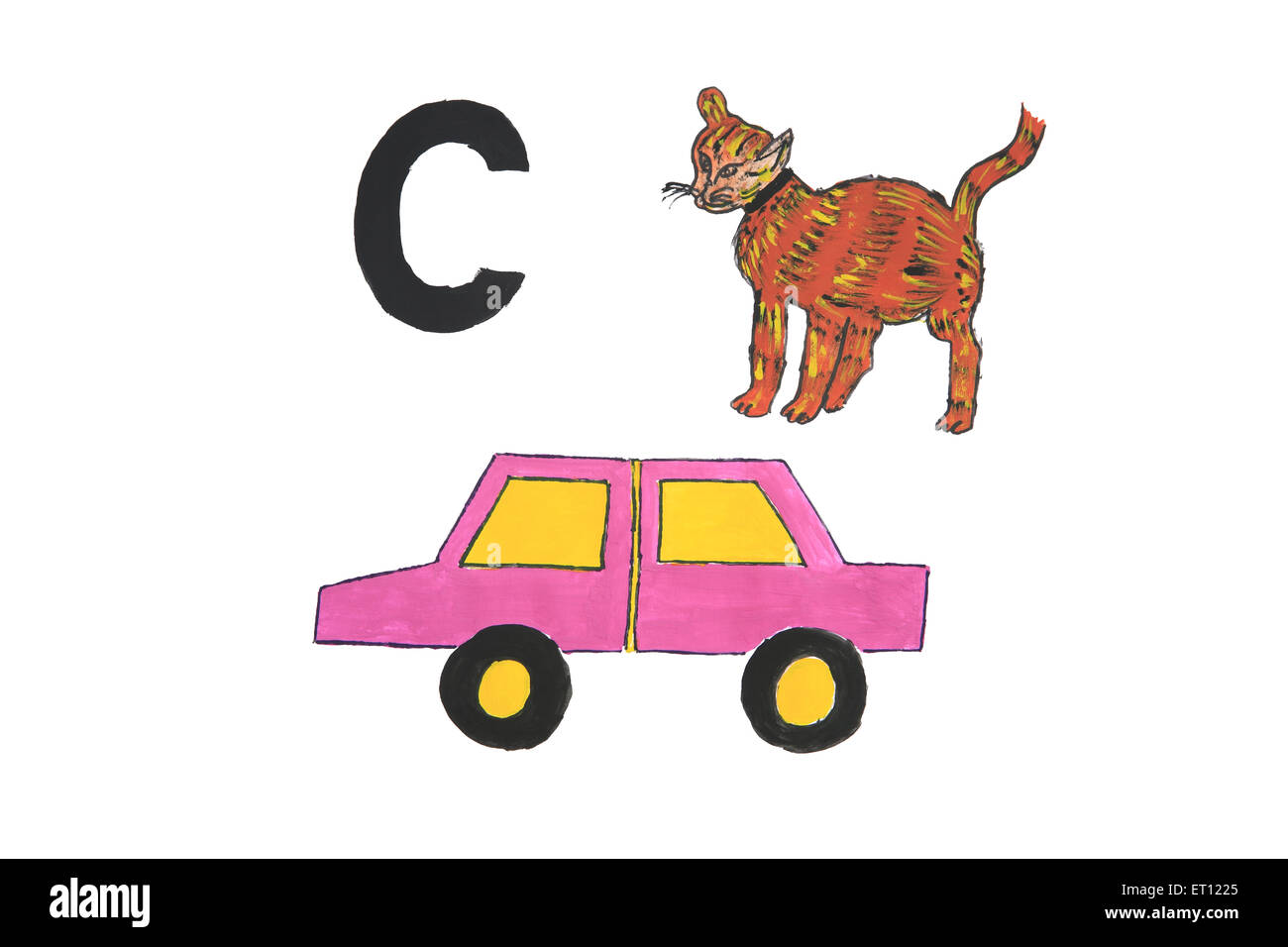 c pour voiture, c pour chat Banque D'Images