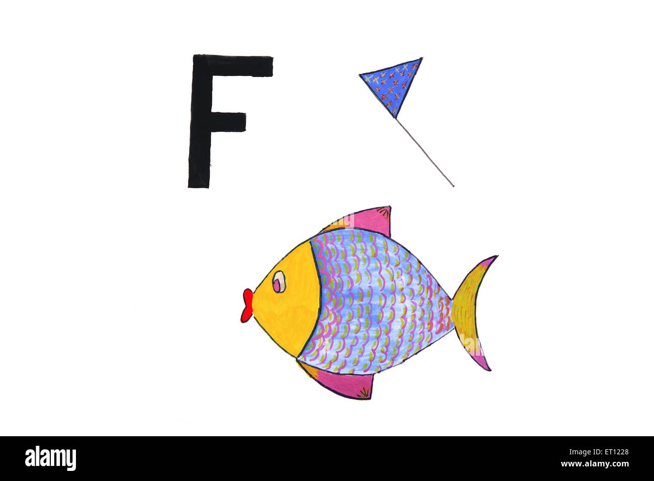 f pour le poisson, f pour le drapeau Banque D'Images