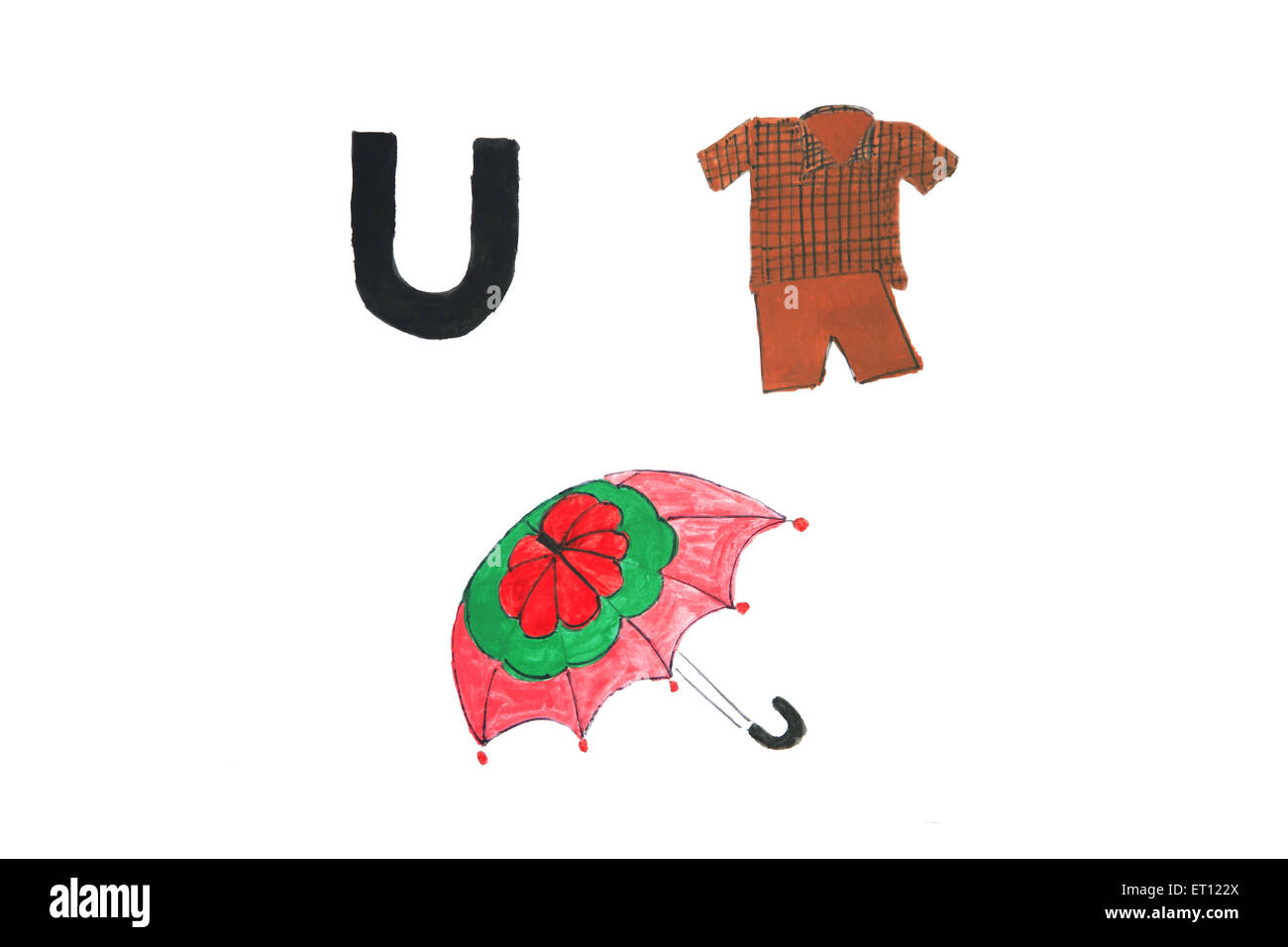 u pour parapluie, u pour uniforme Banque D'Images