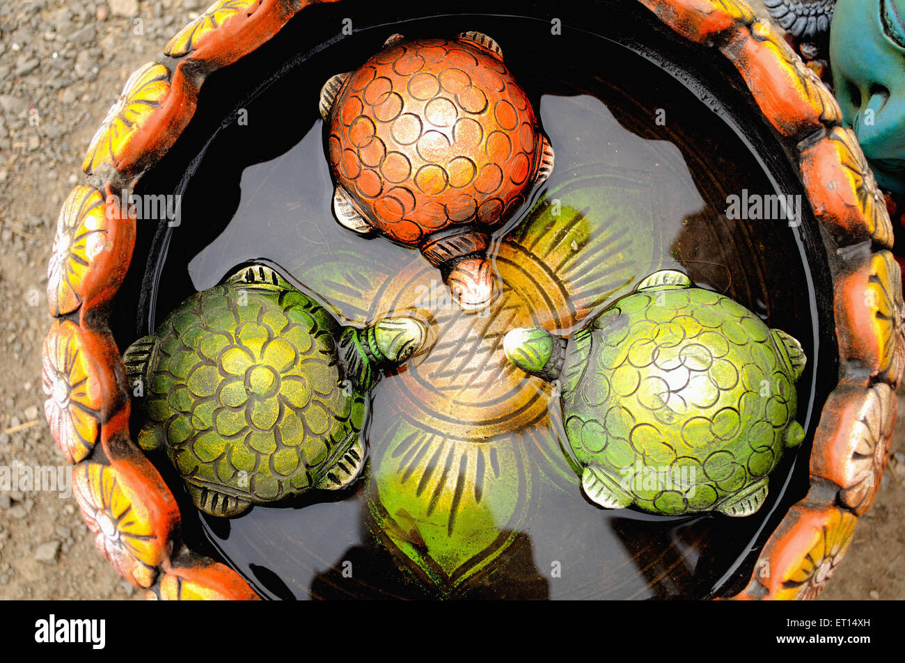 Les tortues d'eau en pot ; Inde Banque D'Images