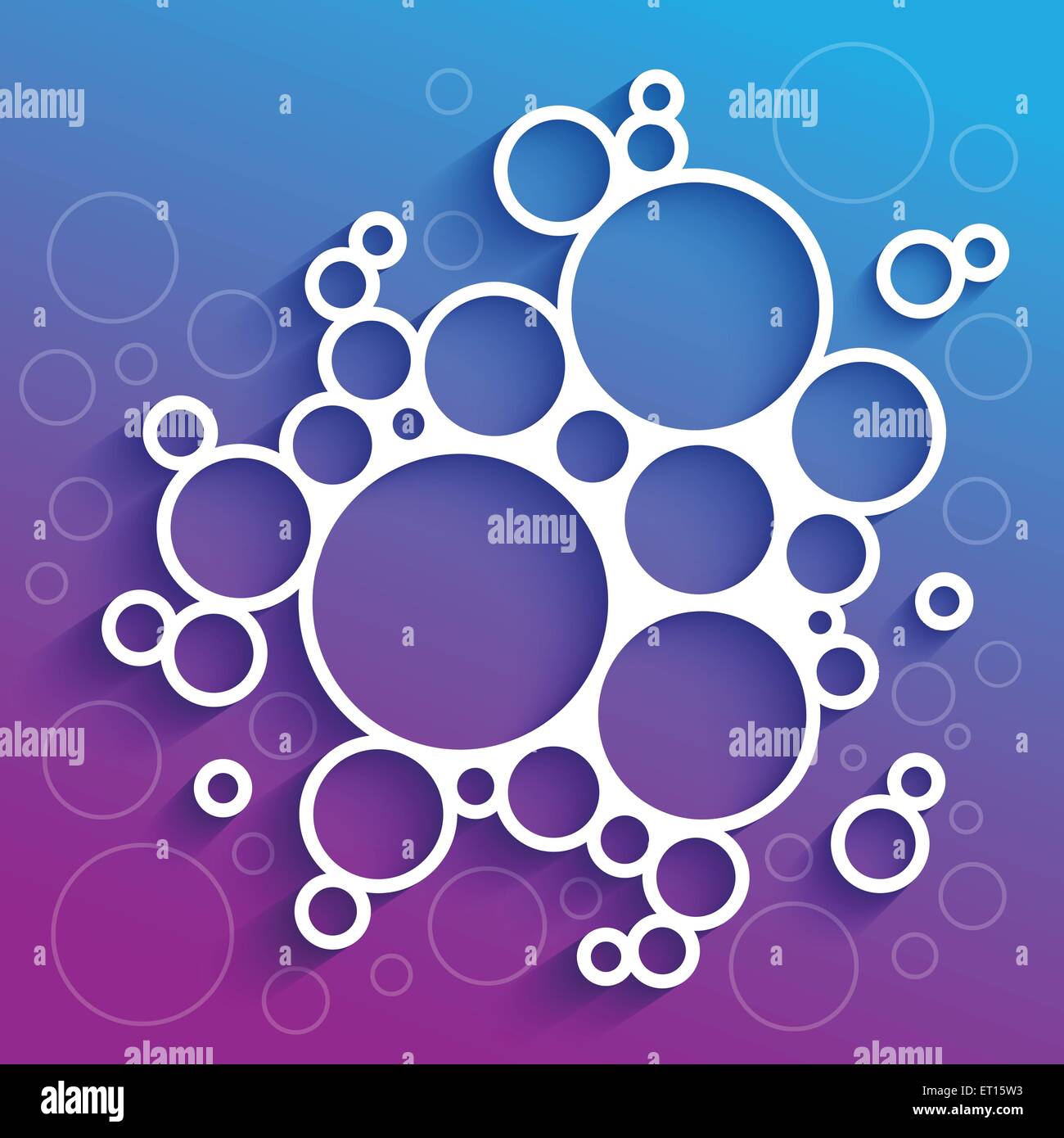 Résumé des infographies cercles blancs avec ombre sur fond violet et bleu. Illustration vecteur EPS RVB10 Illustration de Vecteur