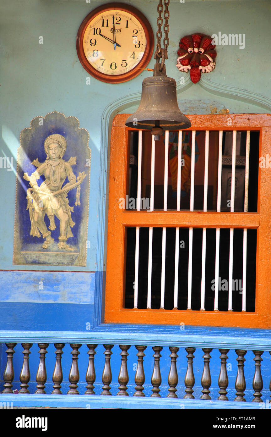 Vieille fenêtre ; garde-corps en bois ; Temple Sri Venkataramana ; Temple Venkataraman ; Padutirupathi ; Karkala ;District Udupi ; Karnataka ; Inde Banque D'Images