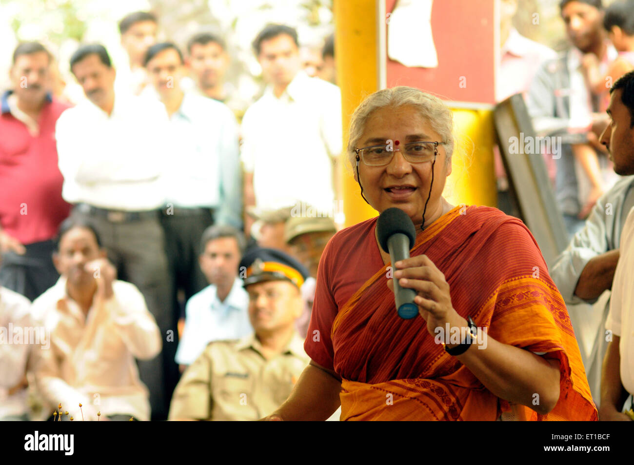 Militant social Medha Patkar à Ghar Bachao Ghar Banao Mumbai Maharashtra Inde mouvement à l'Asie Banque D'Images