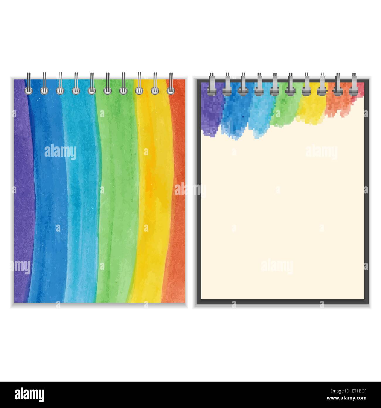 Couverture et page de l'ordinateur portable avec rainbow design Illustration de Vecteur