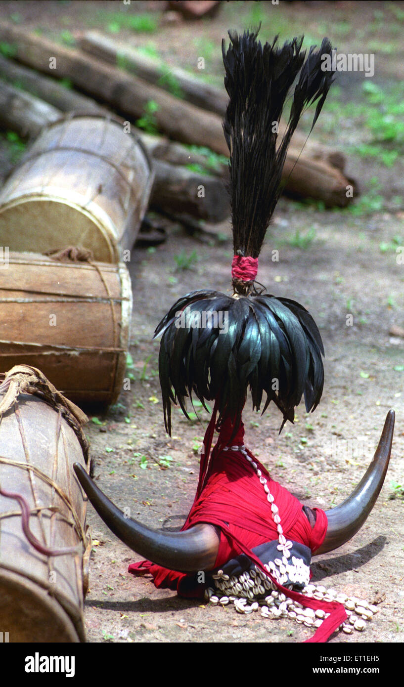 Bison Horn Maria masque de danse tribale, Jagdalpur, Chhattisgarh, Inde Banque D'Images