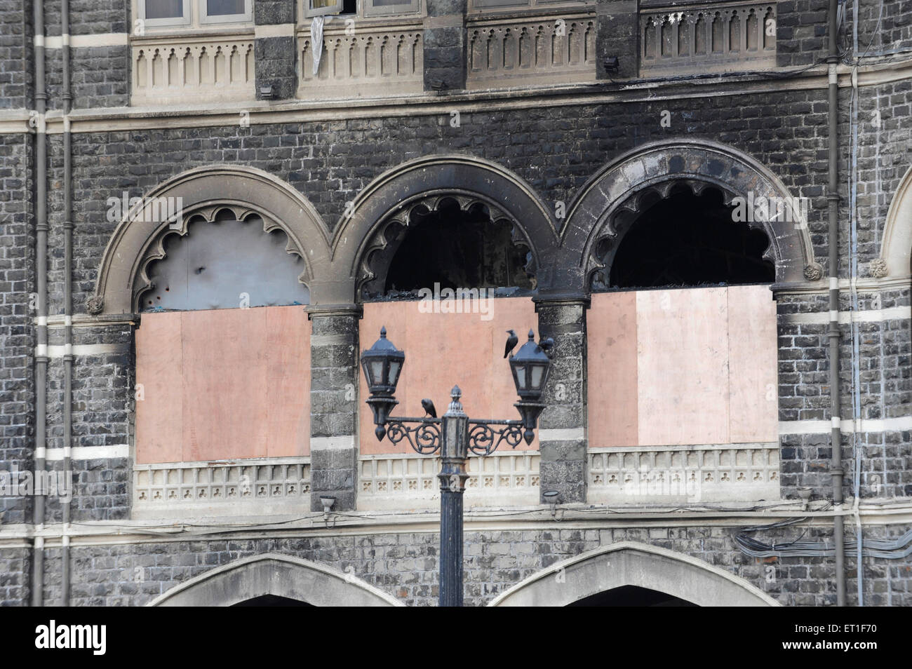 Taj Mahal hotel en rénovation ; attaque terroriste par Deccan Mujahedeen le 26 novembre 2008 à Bombay Banque D'Images