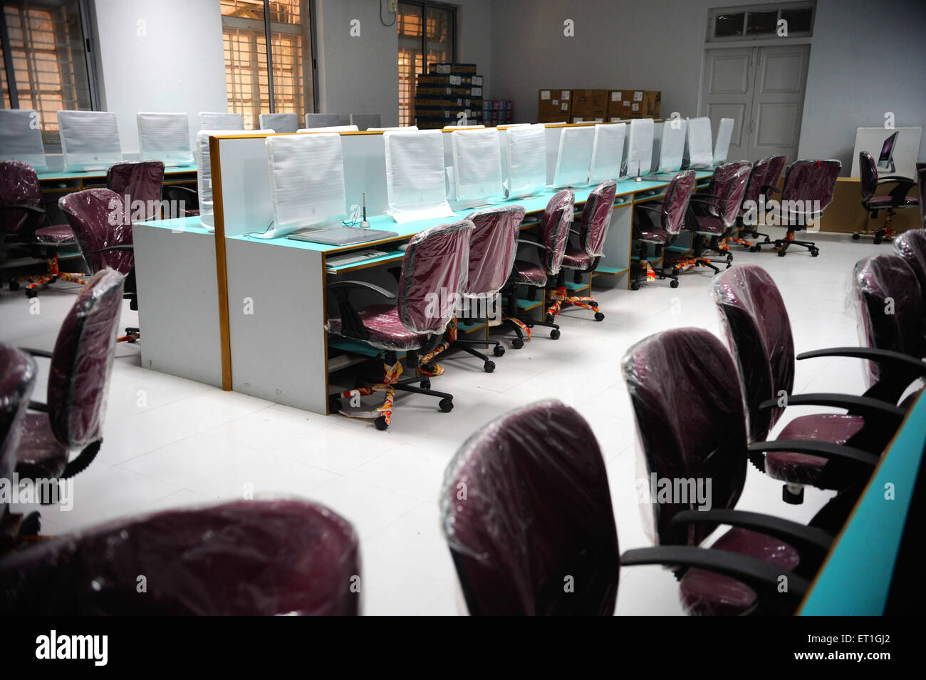 Salle informatique dans Sir. J.J. École d'art, Bombay, Mumbai, Maharashtra, Inde, Asie Banque D'Images