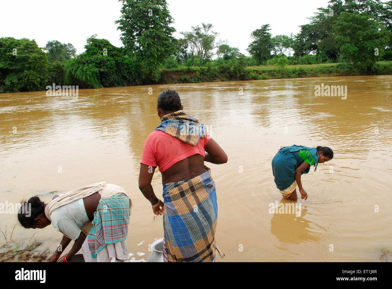 Femmes à River, tribu Ho, peuple tribal, Chakradharpur, Singhbhum Ouest, Jharkhet, Inde, Asie Banque D'Images
