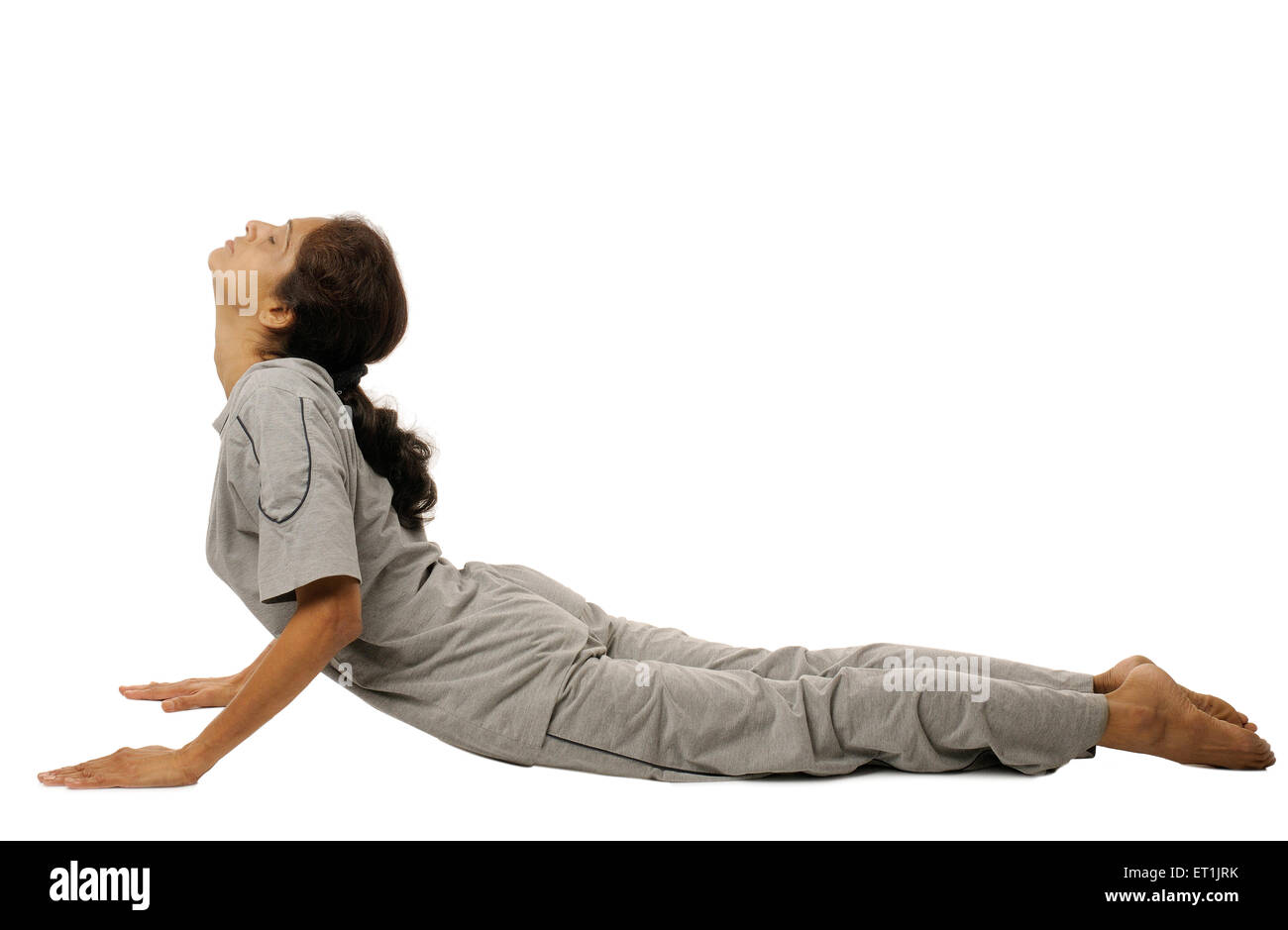 Dame faisant les exercices du Yoga bhujangasana M.# 190 5 Septembre 2009 Banque D'Images