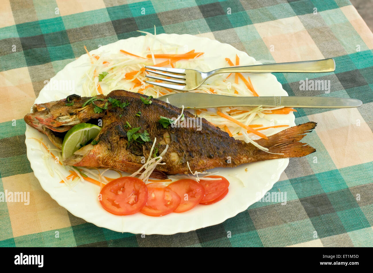 Poisson frite, poisson frit, nourriture côtière, Cochin, Kochi, Kerala, Inde, Asie Banque D'Images