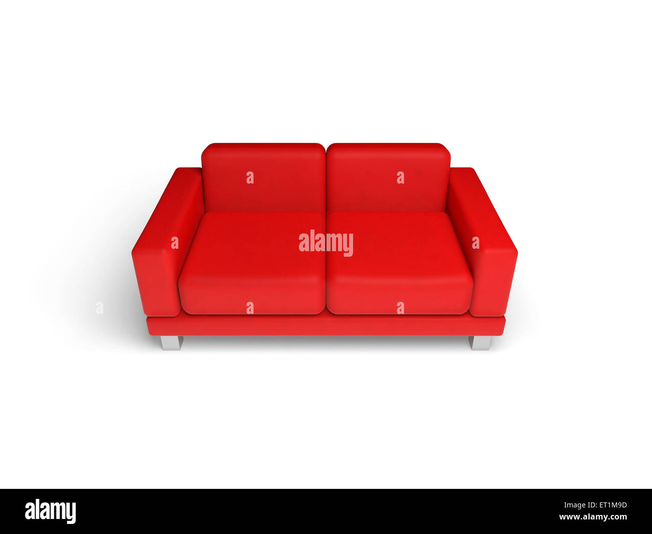 Canapé rouge isolé sur fond blanc intérieur vide, 3d illustration Banque D'Images