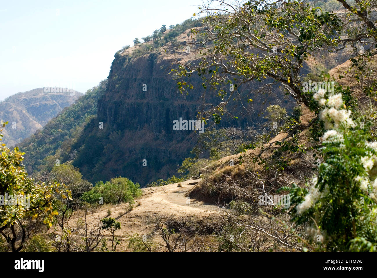 Paysage de la vallée de montagnes escarpées et plages de Saputara de fort Gavilgad Chikhaldara à Amravati district ; Banque D'Images