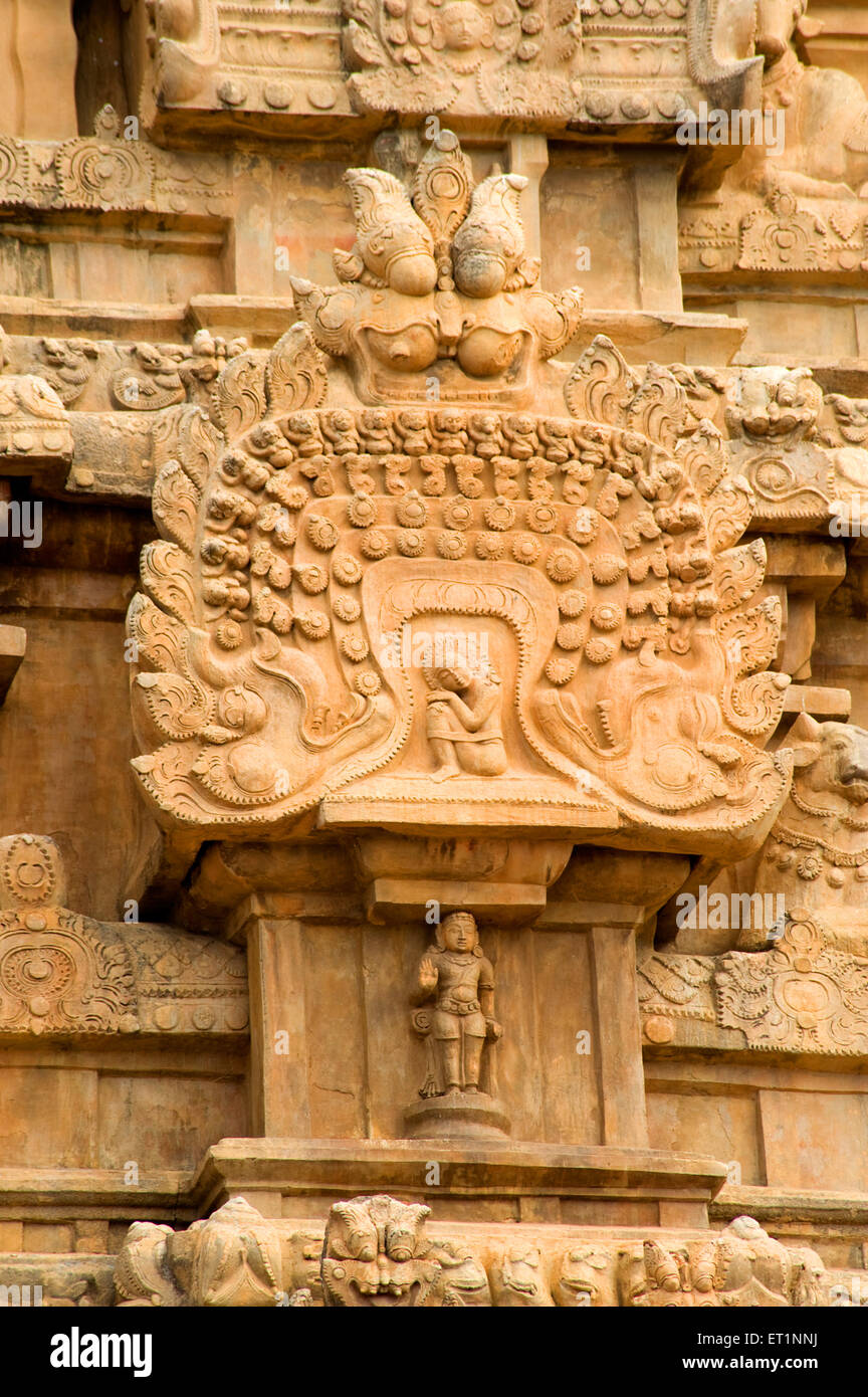 En stuc sur mur de temple brihadeshwara Thanjavur ; ; ; Tamil Nadu Inde Banque D'Images
