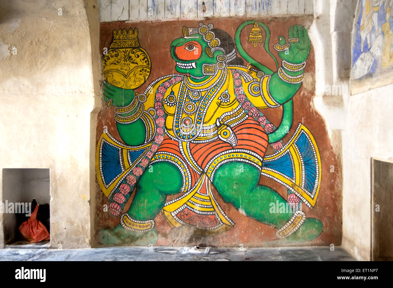 Peinture murale de seigneur hanuman à thanjavur palace ; Tamil Nadu Inde ; Banque D'Images