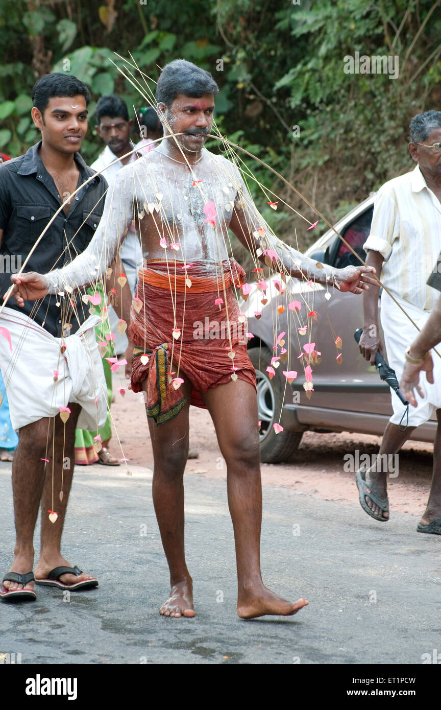 Festival de Thaipusam, festivals de Thaipoosam, festival hindou, rituel de repentance, peau perçante, acte de dévotion, Kerala, Inde, festival indien Banque D'Images