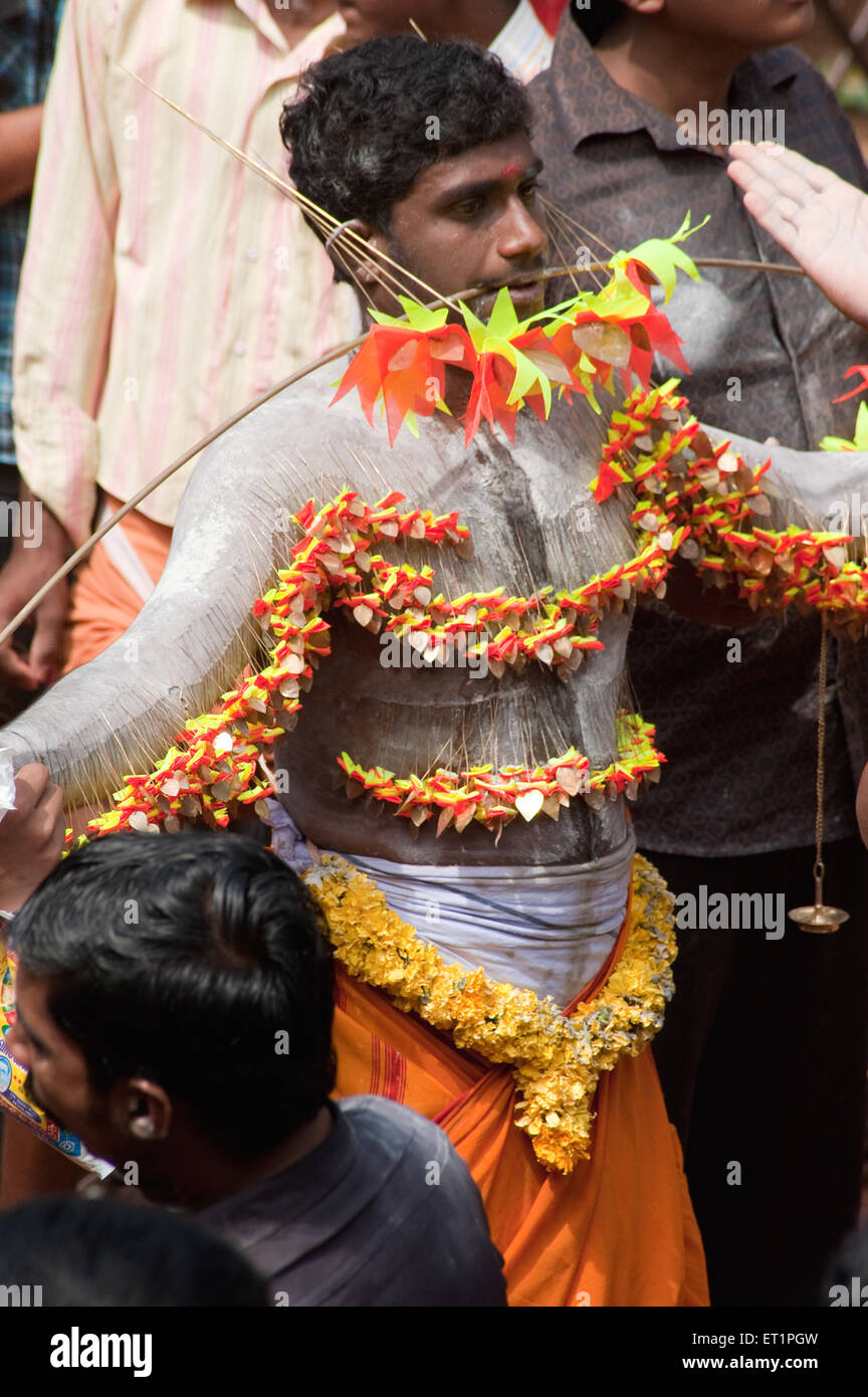 Festival de Thaipusam, festivals de Thaipoosam, festival hindou, rituel de repentance, peau perçante, acte de dévotion, Kerala, Inde, festival indien Banque D'Images Festival de Thaipusam, festivals de Thaipoosam, festival hindou, rituel de repentance, peau perçante, acte de dévotion, Kerala, Inde, festival indien Banque D'Images
