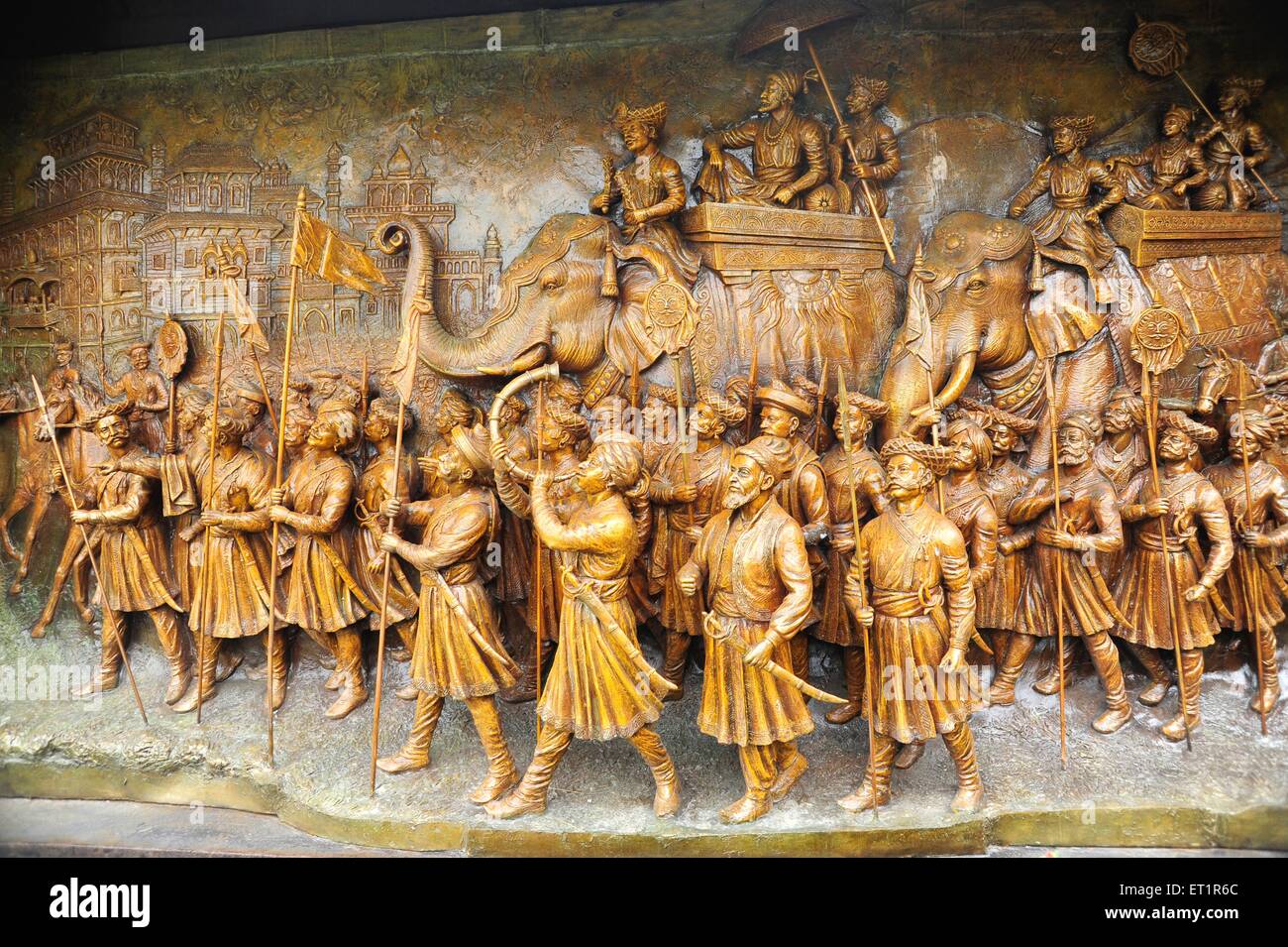 Sculpture Shivaji, fort d'Akluj, Shivsrushti Killa, Shivshrushti Qila, Solapur, Maharashtra, Inde, Asie Banque D'Images