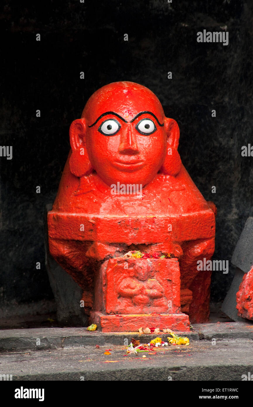 Aundhsura la tête d'un démon à yamai mandir à aundh ; ; ; Inde Maharashtra Satara Banque D'Images