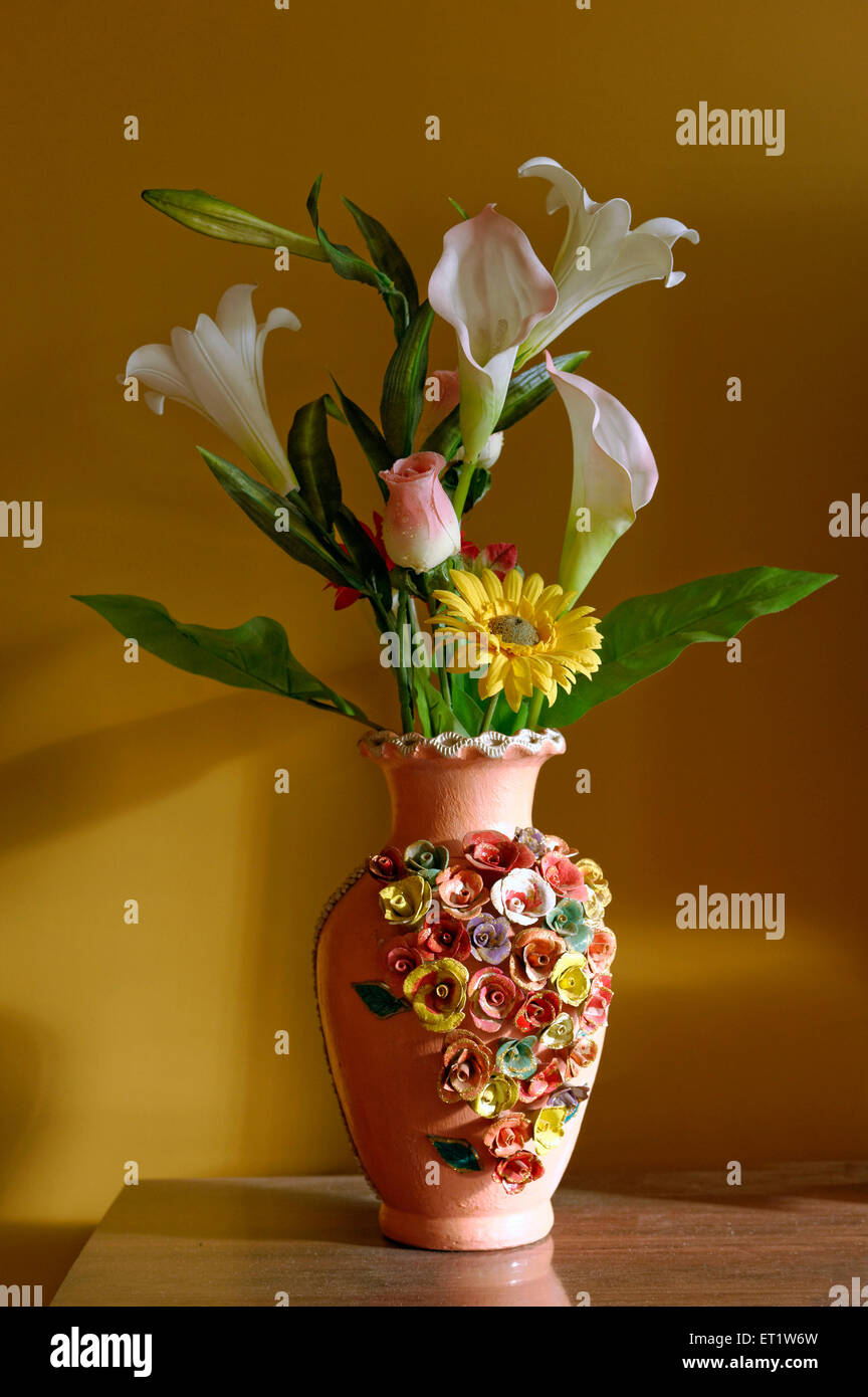 Vase de fleurs en Asie de l'Inde Banque D'Images