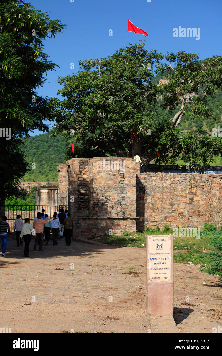 Ancien site pancarte de Bhangarh Rajasthan ; Inde ; Banque D'Images