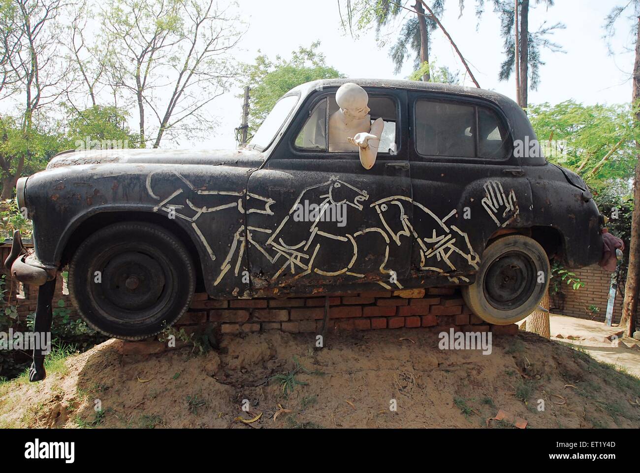M F Husain première voiture peint Faridabad Haryana Inde Asie Banque D'Images