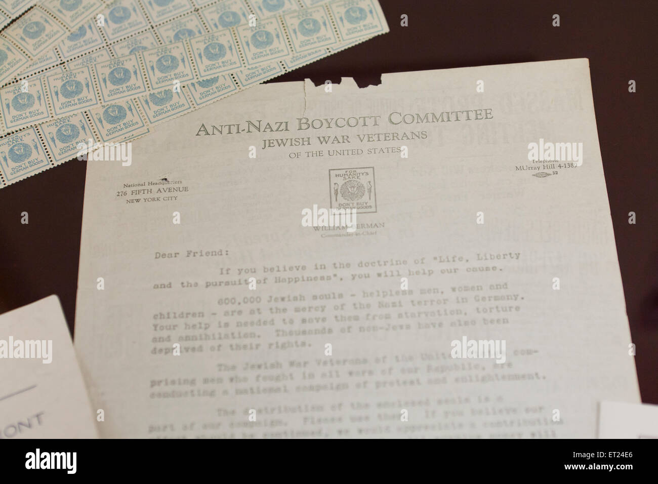 En-tête de l'Anti-Nazi Comité Boycott, Anciens combattants juifs de France, vers 1936 Banque D'Images