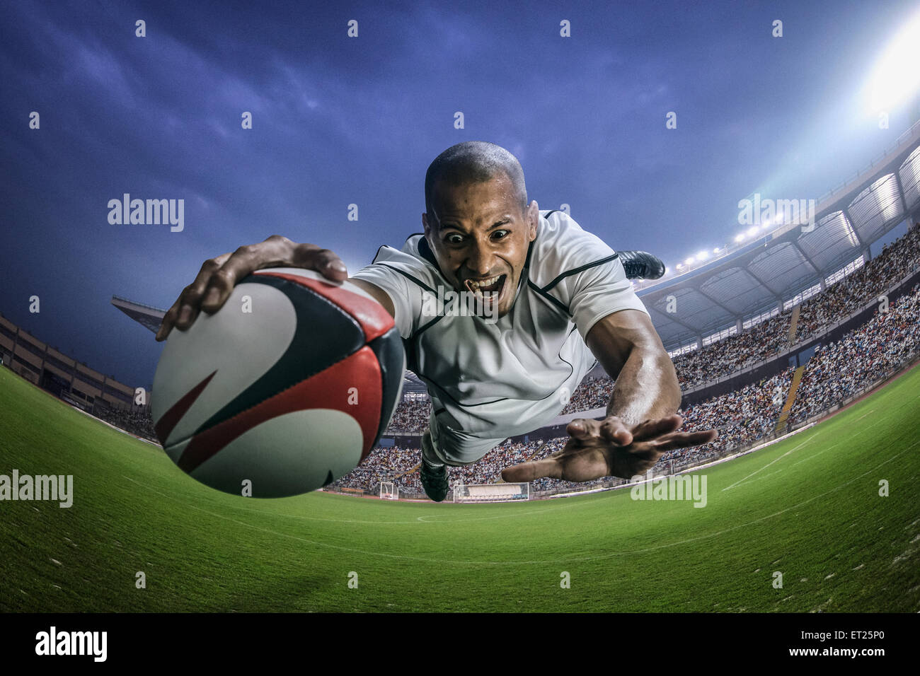 Joueur de rugby homme chauve Banque D'Images