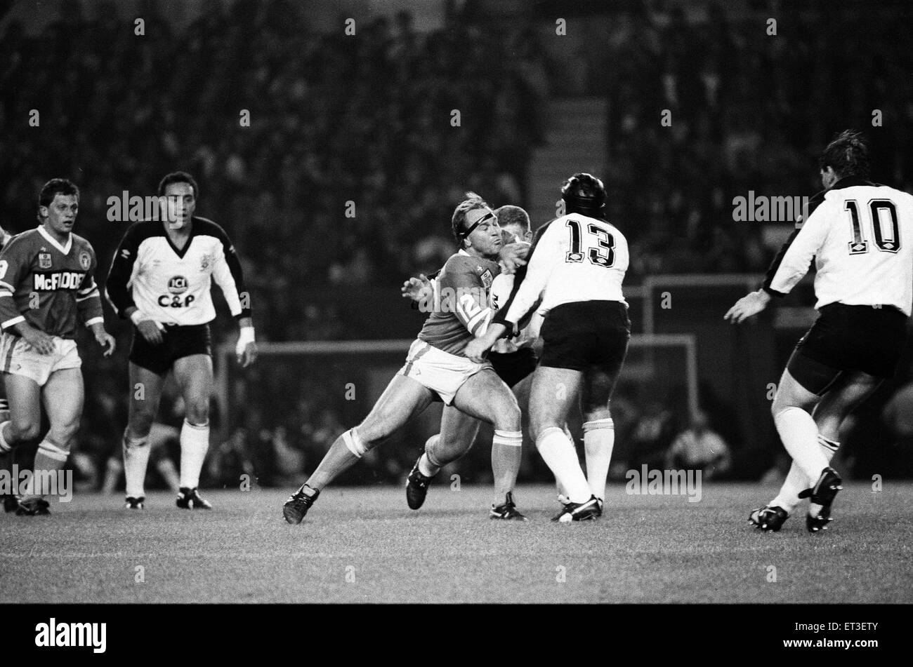 Le défi de la Coupe du Monde 1989 (également connu sous le nom de Foster's World Cup Challenge), la toute première Coupe du monde officielle de défi. Madrid 30 - 18 Canberra Raiders a tenu à Old Trafford, Manchester. 4e octobre 1989. Banque D'Images