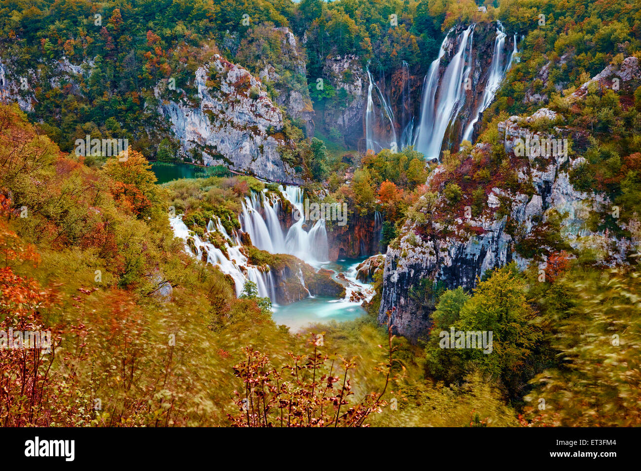 La Croatie, le parc national des lacs de Plitvice, classé au Patrimoine Mondial de l'Unesco, Lacs Banque D'Images