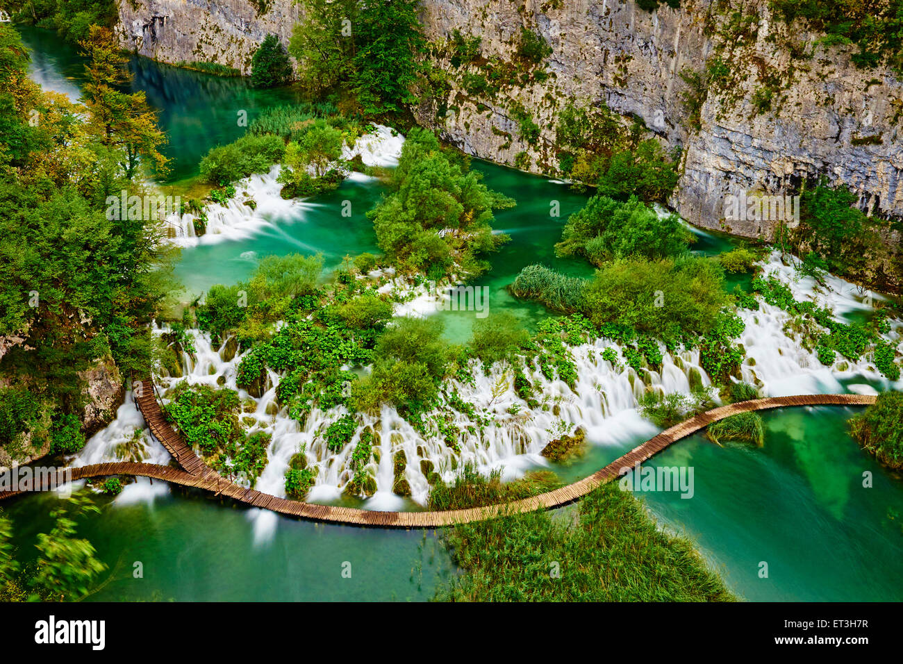 La Croatie, le parc national des lacs de Plitvice, classé au Patrimoine Mondial de l'Unesco, Lacs Banque D'Images