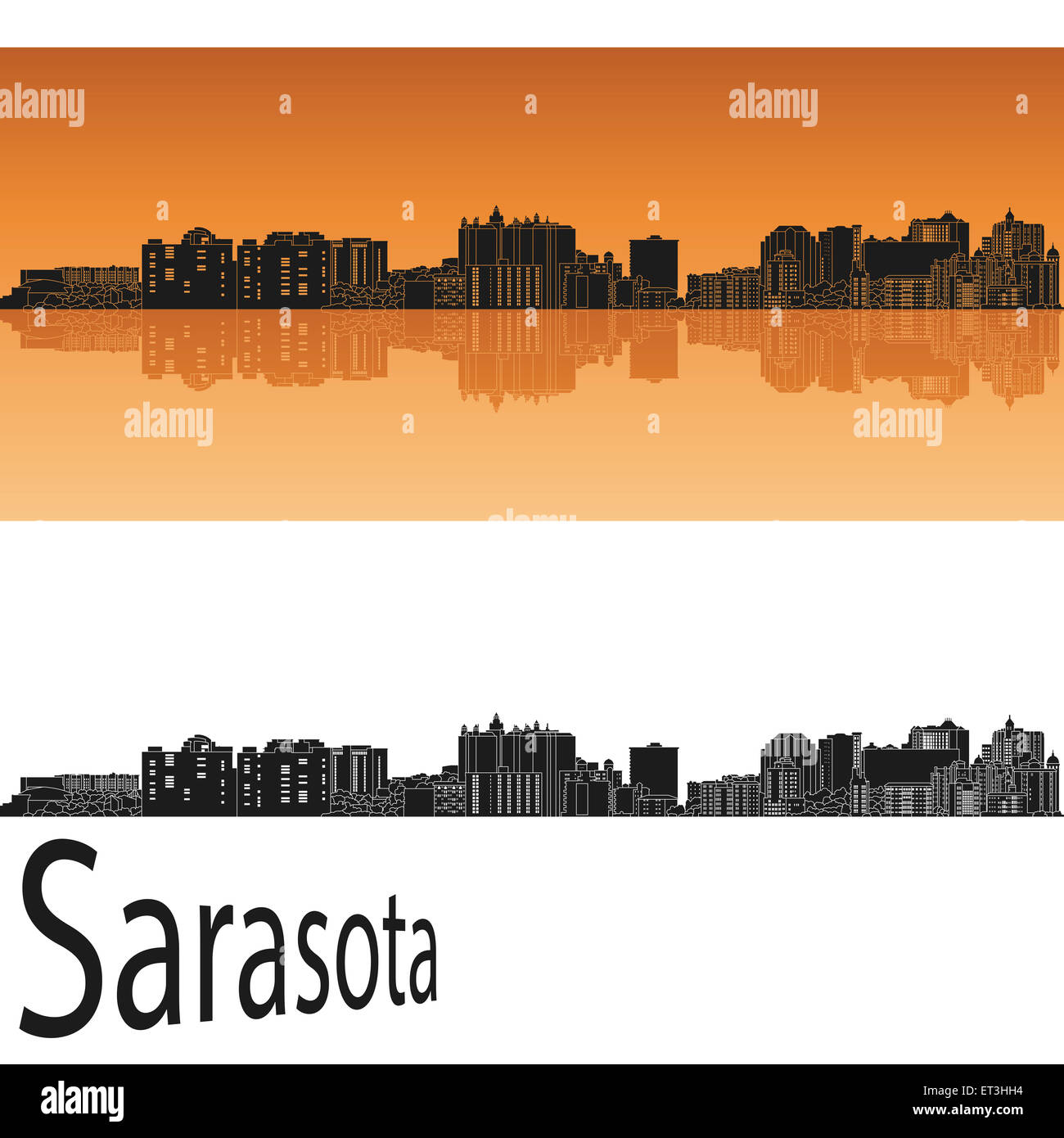 Sarasota, en fond orange en fichier vectoriel éditable Banque D'Images