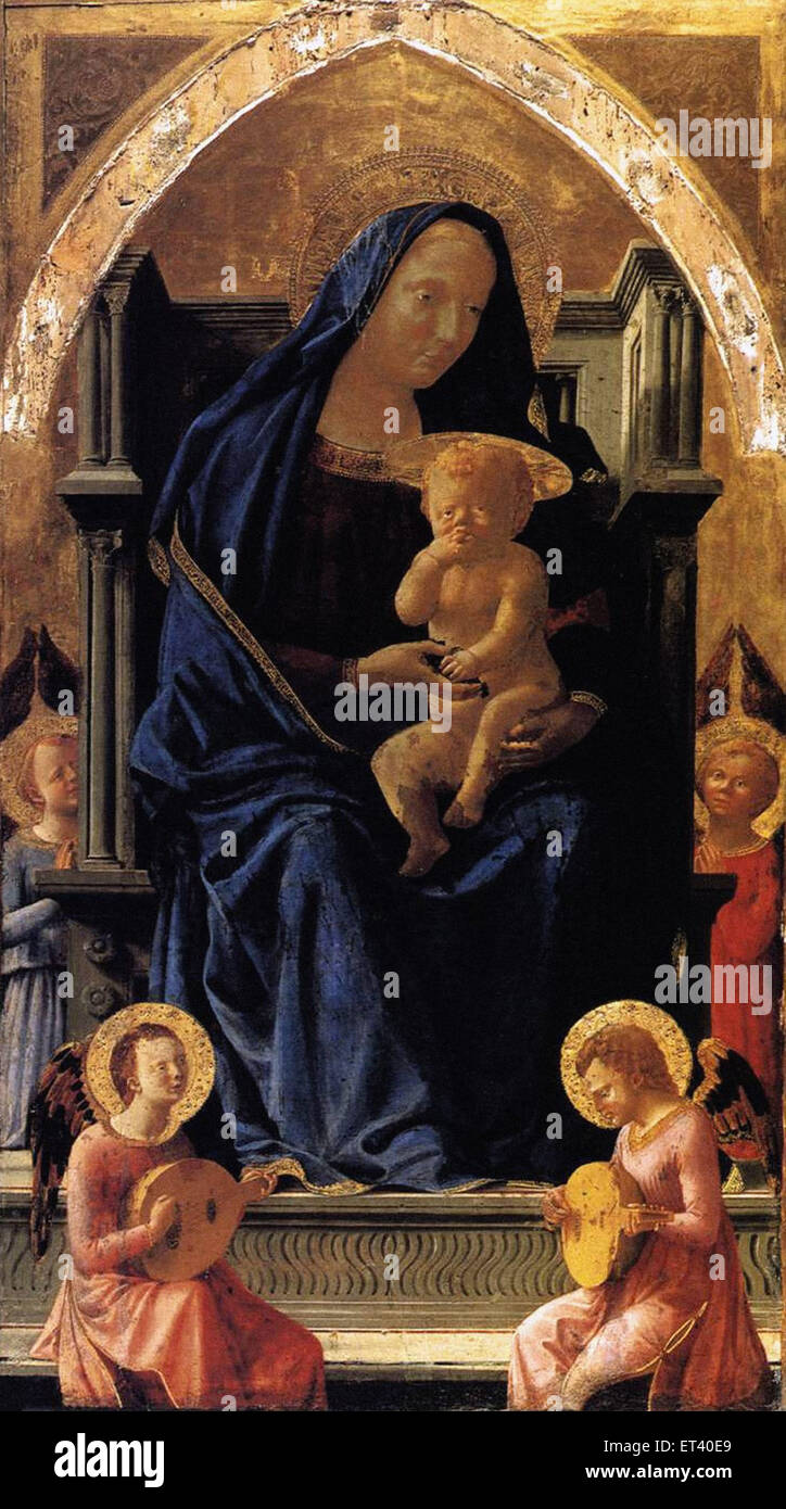 Masaccio vierge à l'enfant et anges Banque D'Images